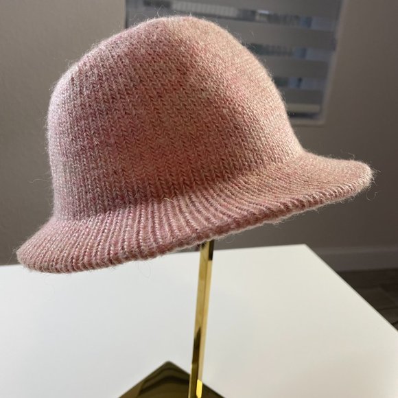 Vintage HANSEN Womens Pink Knit Bucket Brim Warm Winter Hat One Size - Picture 6 of 10